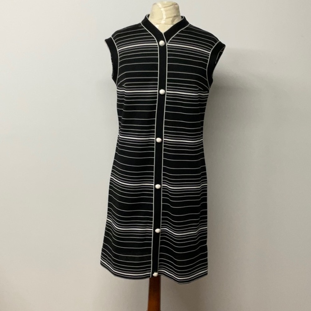 Vintage Tannel Knits Black and White Stripe Sheath os